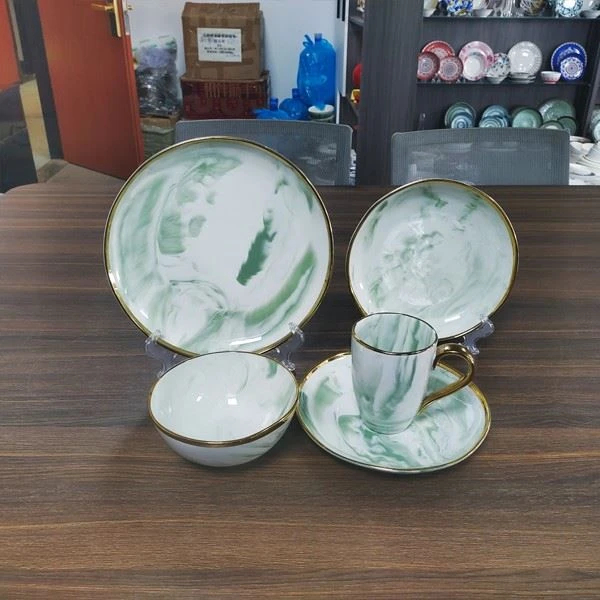 Gold Trim Dinnerware Set Luxury Flatware